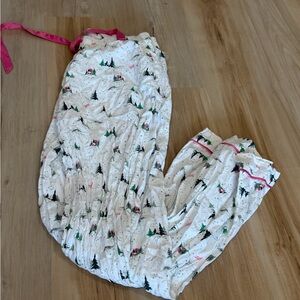 Victoria's Secret White Printed Lounge Pants with Pink Accents